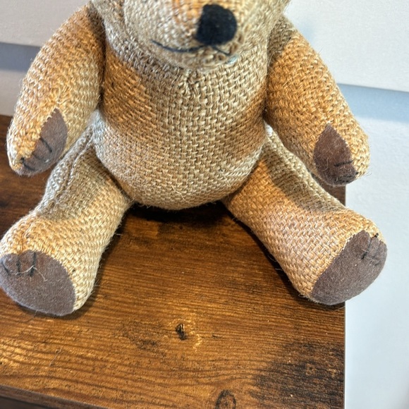 Unique, handcrafted, detailed , Burlap teddy bear button eyes - Picture 3 of 8